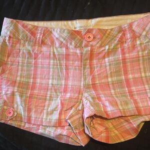 Aeropostale Pink and Green Plaid Shorts